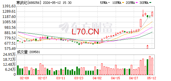 寒武纪20%涨停 成交额超260亿元