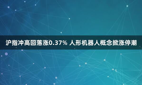 沪指冲高回落涨0.37% 人形机器人概念掀涨停潮