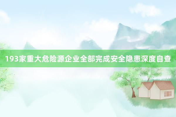 193家重大危险源企业全部完成安全隐患深度自查