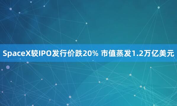 SpaceX较IPO发行价跌20% 市值蒸发1.2万亿美元