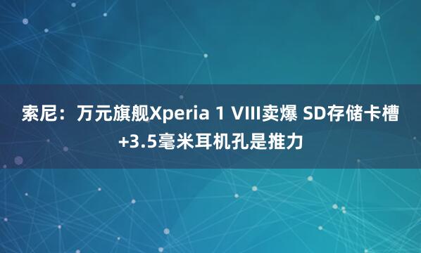 索尼：万元旗舰Xperia 1 VIII卖爆 SD存储卡槽+3.5毫米耳机孔是推力