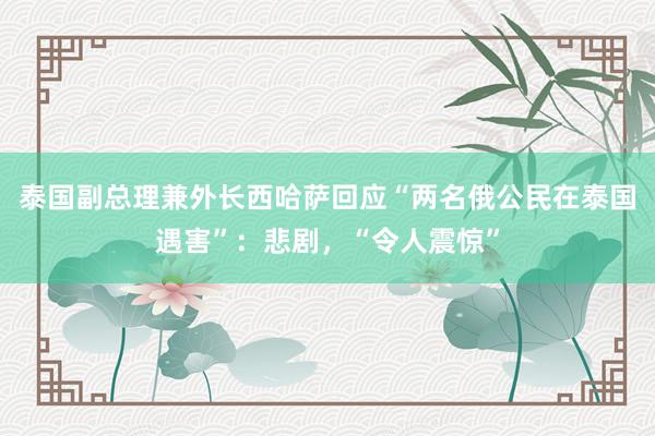 泰国副总理兼外长西哈萨回应“两名俄公民在泰国遇害”：悲剧，“令人震惊”