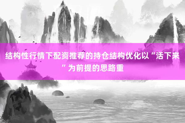 结构性行情下配资推荐的持仓结构优化以“活下来”为前提的思路重