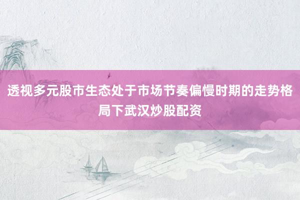 透视多元股市生态处于市场节奏偏慢时期的走势格局下武汉炒股配资