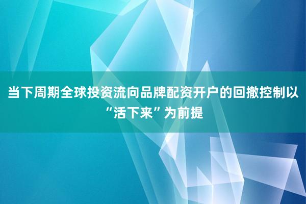 当下周期全球投资流向品牌配资开户的回撤控制以“活下来”为前提