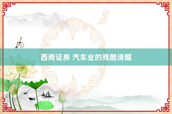 西南证券 汽车业的残酷清醒