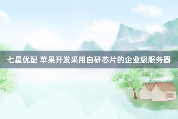 七星优配 苹果开发采用自研芯片的企业级服务器