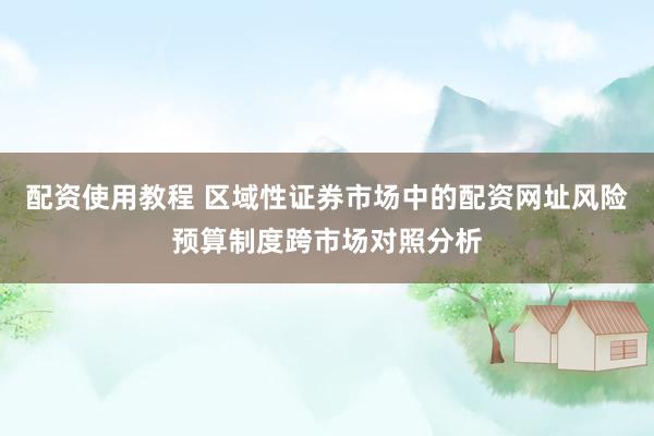配资使用教程 区域性证券市场中的配资网址风险预算制度跨市场对照分析